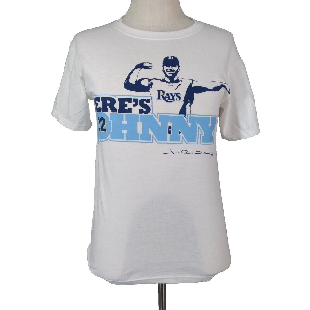 Fruit of the Loom Shirt Mens S White Johnny Damon Tampa Bay Rays MLB Baseball